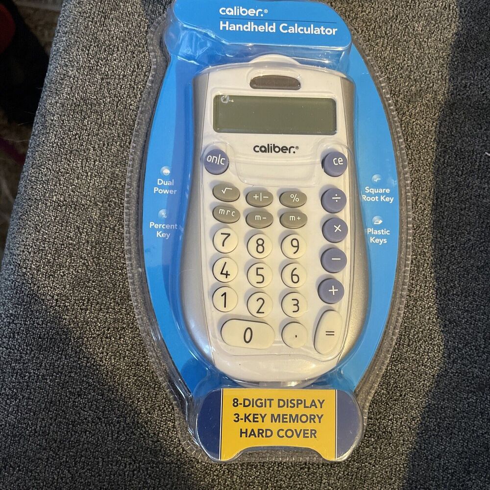 Caliber Handheld Calculator 8 Digit Display with cover & 3-key memory. NEW